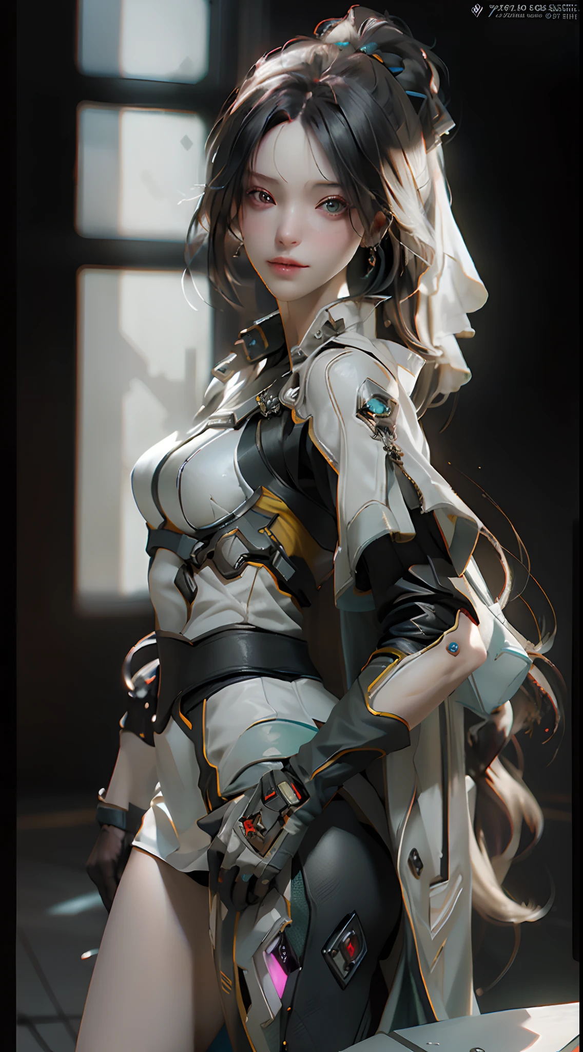 ((Best quality)), ((masterpiece)), (detailed:1.4), 3D, an image of a beautiful cyberpunk female,HDR (High Dynamic Range),Ray Tracing,NVIDIA RTX,Super-Resolution,Unreal 5,Subsurface scattering,PBR Texturing,Post-processing,Anisotropic Filtering,Depth-of-field,Maximum clarity and sharpness,Multi-layered textures,Albedo and Specular maps,Surface shading,Accurate simulation of light-material interaction,Perfect proportions,Octane Render,Two-tone lighting,Wide aperture,Low ISO,White balance,Rule of thirds,8K RAW,