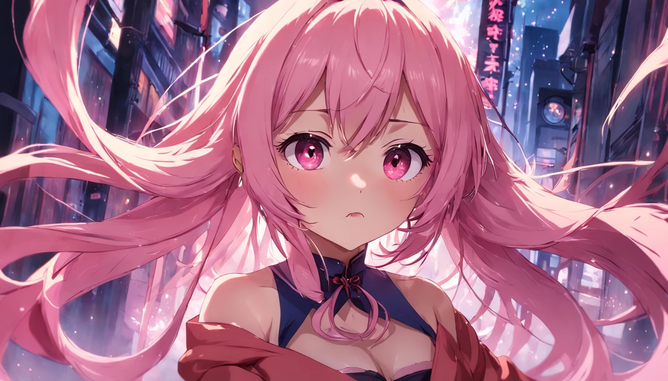 chica, anime, pechos grandes, ropa de moda, cabello rosa, pechos grandes, estilo anime