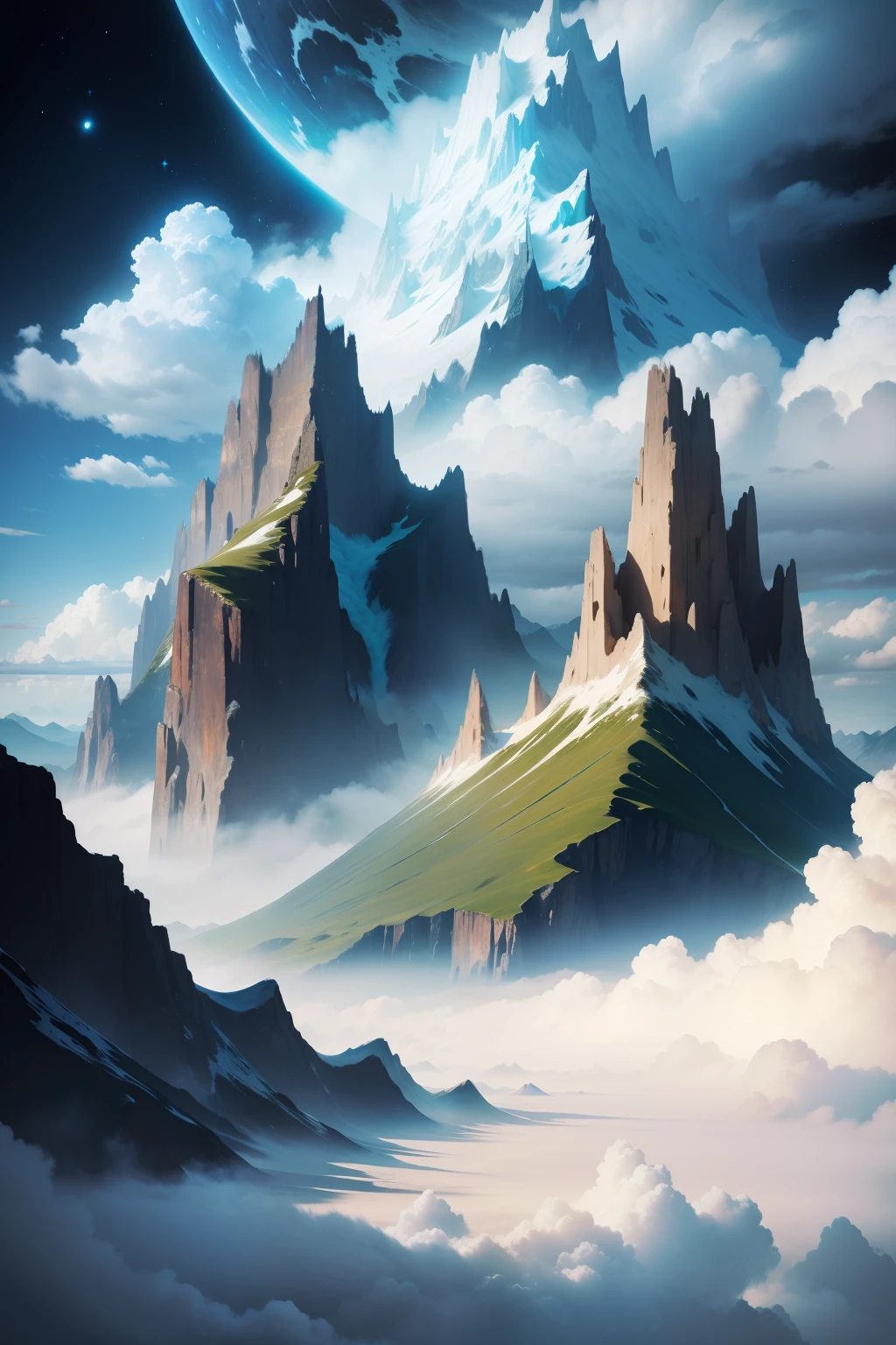 mont,Mare,Cloud fog,wonderland,Space is far away,Large space,Mountains,Mare,waterfallr