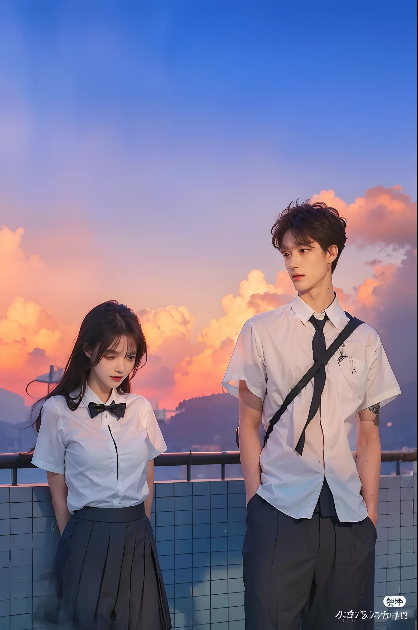 Two people, a man and a woman, couple, beautiful woman, wearing tops, shorts, riding, handsome man, suit
