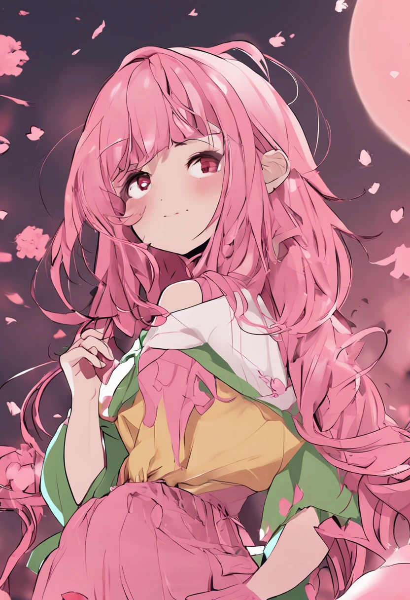chica, anime, pechos grandes, ropa de moda, cabello rosa, pechos grandes, estilo anime, cabello corto