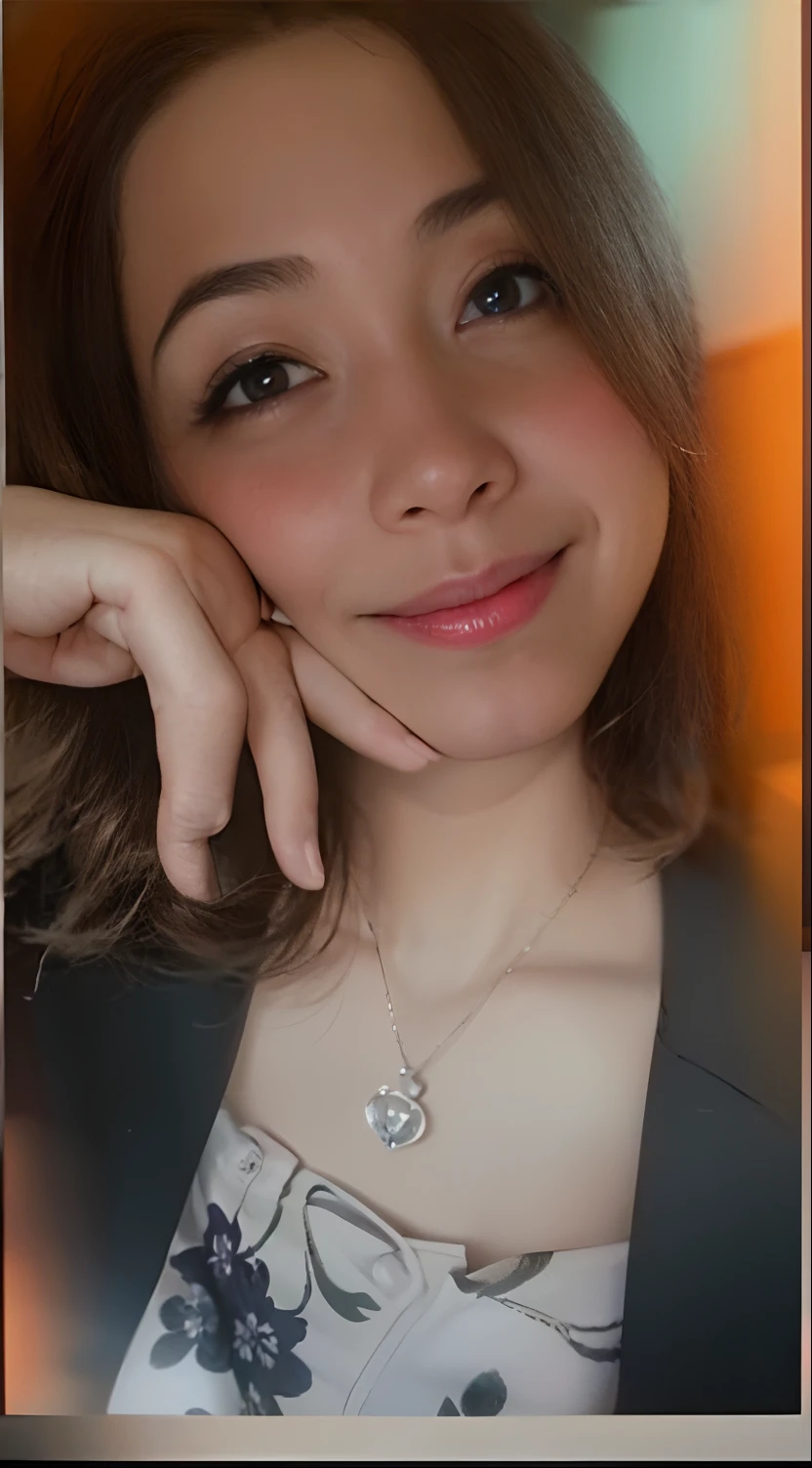 (8K、top-quality、masterpiece:1.2)、(realisitic、Photorealsitic:1.37)、ultra-detailliert、 1 人、cute little、Soio、Beautiful detailed sky、Detailed Cafe、natta、sitting on、date、(Nasal blush)、 (A smile:1.15),(Closed)small tits,Beautiful fineness,(shirt with collar:1.1),natta,Wet,Business Wear,Sateen,White lace,(short-hair:1.2),Floating Hair NovaFrogStyle,hotpants