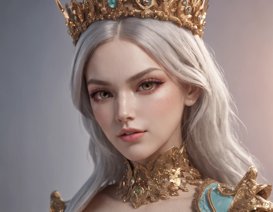 Perfect woman, full bodyesbian, Colorful hair, royal, crown, Princess, queen, dystopian, Highly detailed, Soft lighting, Detailed face, Perfect face, anime big breast, concept-art, masterpiece of intricate artwork, fashion magazine, Story, fantasy, Ominous, esoteric, Intricate, Body, Epic, ultra high quality model, illusory engine, Global illumination, Detailed, intricate environment, rendering by octane