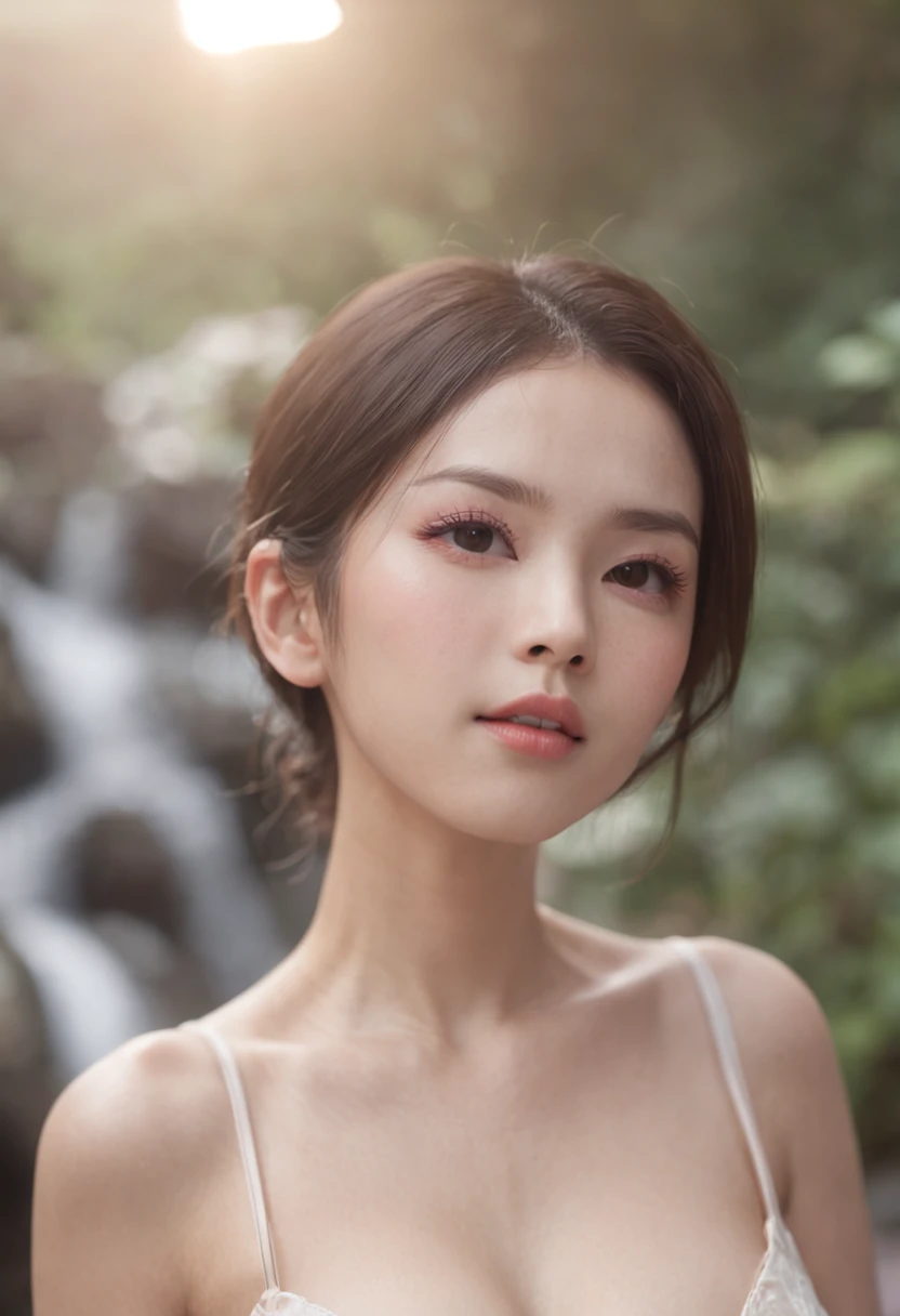 Onsen Girl,Strong sense of atmosphere,White Skin Skin,Good lighting,4k画质,Delicate bra,Nice swimsuit,Peerless beauty,Pink and purple blending,Pure desire,Fine lashes,Cute red lips,Sunlight shines,Brunette playful,Big eyes and long eyelashes,Perfect eyebrow shape,Princess temperament,The collarbone is slightly exposed,Small dimples on the cheeks,full body pov,High-quality masterpieces,Pure realism style,Brilliant light and shadow,A masterpiece。