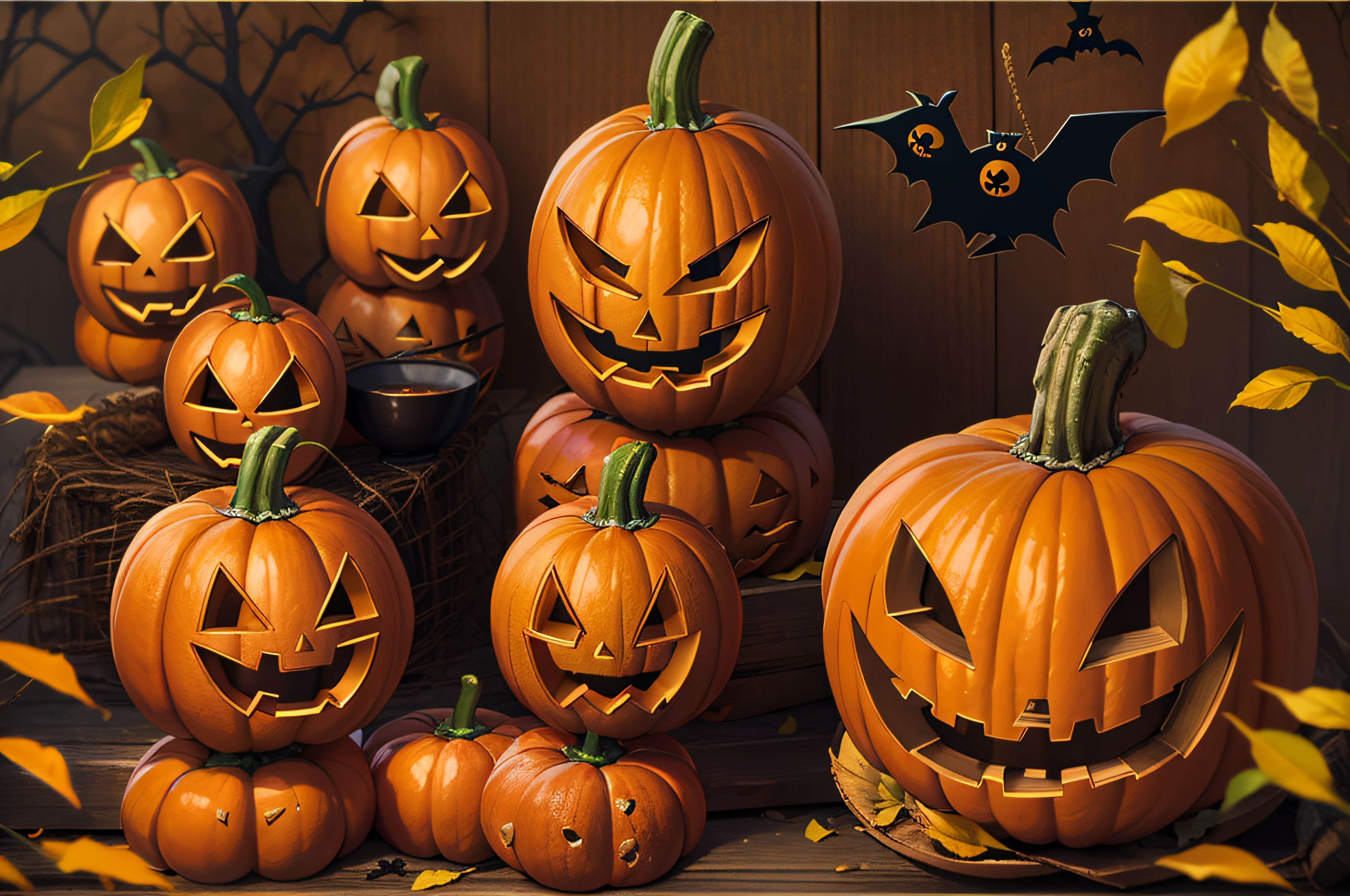 Halloween, Cute Jack-o'-Lantern、a smile、photos realistic
