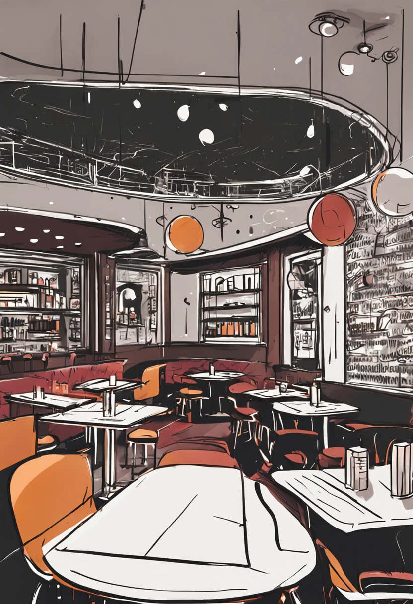 A restaurant with a black and white theme。