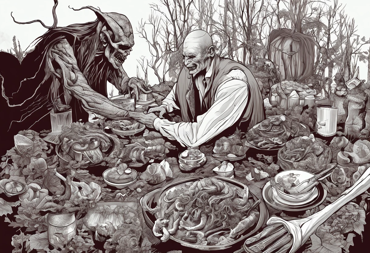 Sinister demon in kitchen
