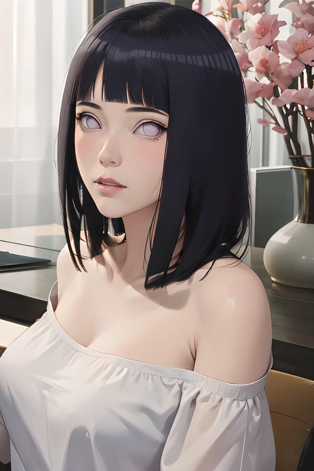 Masterpiece,Solo,One Girls,Hinata Hyuga,(Boruto),Big Breasts,Perfect Body,Ultra High Quality,Ultra High Resolution,Photograph 16K,Playboy Bunny Suit,Bunny Ears,Beautiful,Beautiful Girl,Sex Style