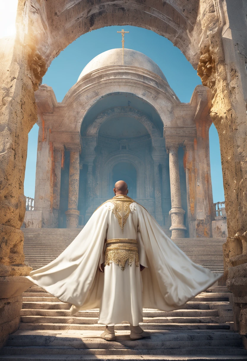 Deus, dressed to the feet in a long white garment and girded by the chest with a golden belt. His head and hair white as white wool, como a neve, e os olhos, como chama de fogo; your feet, similar to shiny brass, como se tivesse sido refinado numa fornalha;