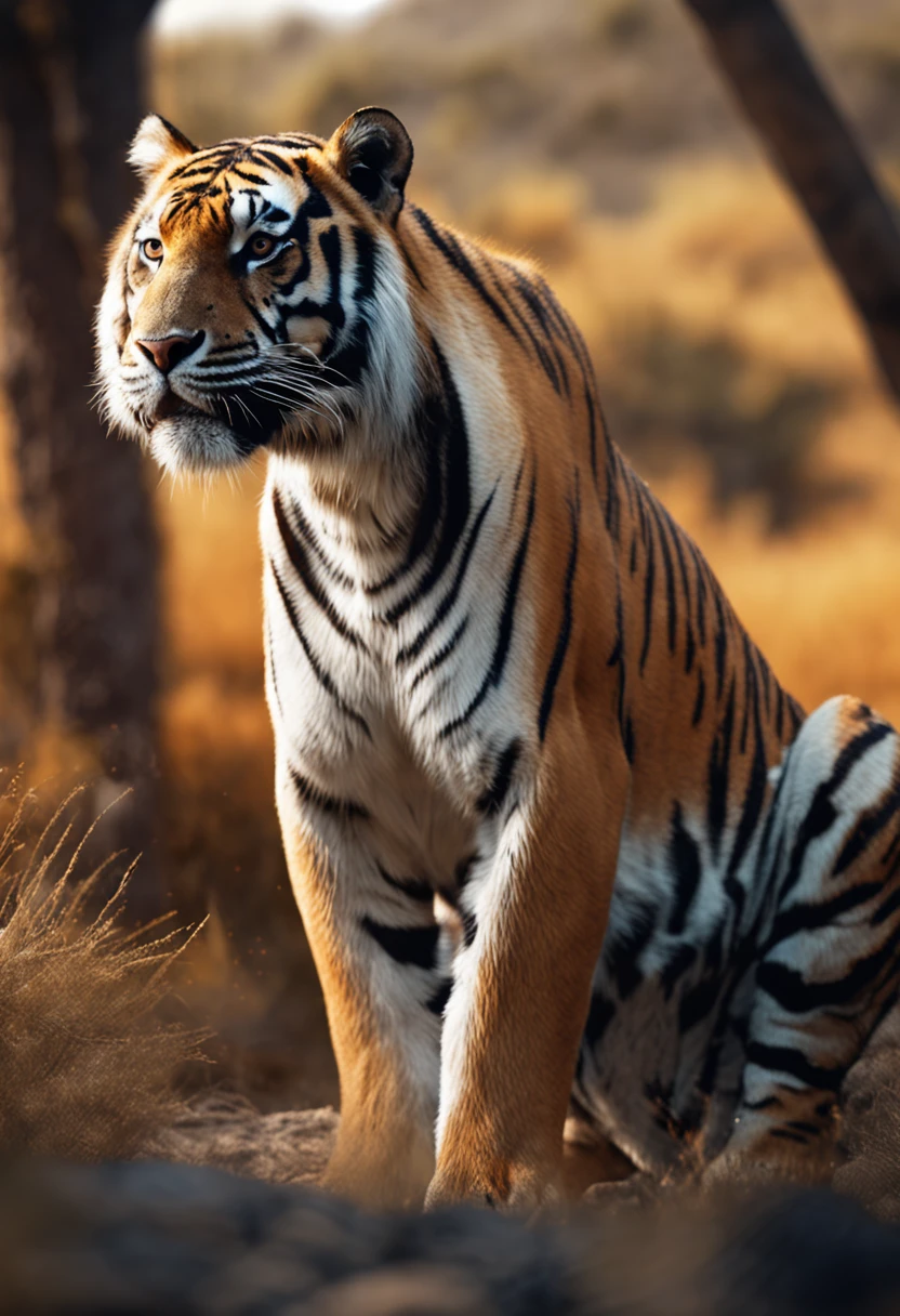 Realistic cinematic images of the tiger,safari, Ultra HD |, Realistic, vivid colors, altamente detalhado, Desenho UHD, caneta e tinta, perfect composition, bonito, detalhado, intrincado, Intricate octane render trend in Artstation, 8k artistic photography, arte conceitual fotorrealista, soft natural volumetric cinematic perfect light