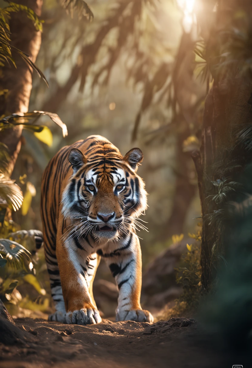 Realistic cinematic images of the tiger,safari, Ultra HD | |, Realistic, vivid colors, altamente detalhado, Desenho UHD, caneta e tinta, perfect composition, majo, detalhado, intrincado, Intricate octane render trend in Artstation, 8k artistic photography, arte conceitual fotorrealista, soft natural volumetric cinematic perfect light