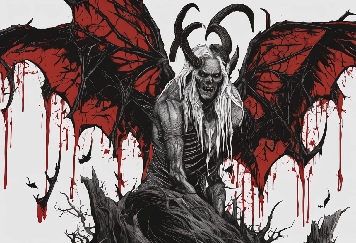 demonio vermelho e preto aterrorizante com unhas e garras em um cenario sombrio com nevoas e um clima escuro de terror, good composition, cores mortas, Jantar de terror, Gothic dinner, dark mist, Jantar macabro tenso, decomposition, Dark black liquid of the decomposing body, 12k resolution, sorriso do mal perverso, cena sombria escura em casa assombrada muito assustadora, ultra-detalhado, ((arte sombria)), πântano of horror, whole body view, head to toe, UHD