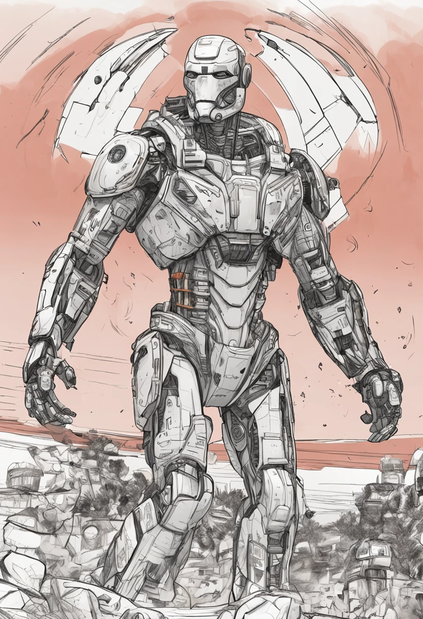 Create a desire for a character to become part of a machine. This character should have some emotional expression and the setting should refer to something more modern but portraying 2023. O foco deve ser dado ao personagem, but it must have a scenario. This drawing should fit the anatomy of an arm.
