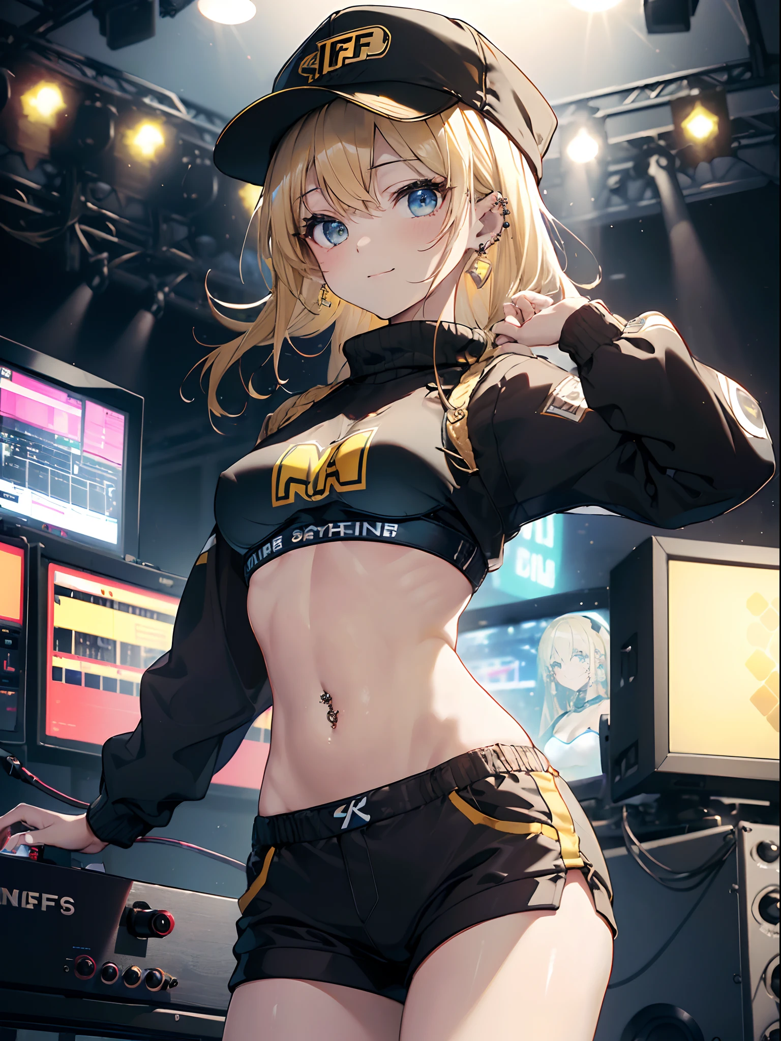 (Masterpiece), (Best Quality), (Illustration), (Ultra Detailed), (High Resolution), Perfect Anatomy, Absurdity, One Girl, (Kagamine_Rin), (Vocaloid), Short Hair, Hair Clip, Blush, (Blonde), Very Cute Girl, Small, Young, Delicate, Attention to Girl, Living Room, Rough Outfit, Cute, She, Smile, Best Moment, Middle School, Black Panties, Blue Eyes, Bright eyes, lively eyes, cute, standing, thighs, navel visible, red heart in background, heart speech bubble, spoiled, innocent, love love, love viewer, beautiful skin, beautiful body, cute face, delicate arms, boyfriend gaze, lively eyes, neat, bare legs, estrus, nsfw, naked, dabo dabo hoodie, clothes only hoodie, hoodie with open front