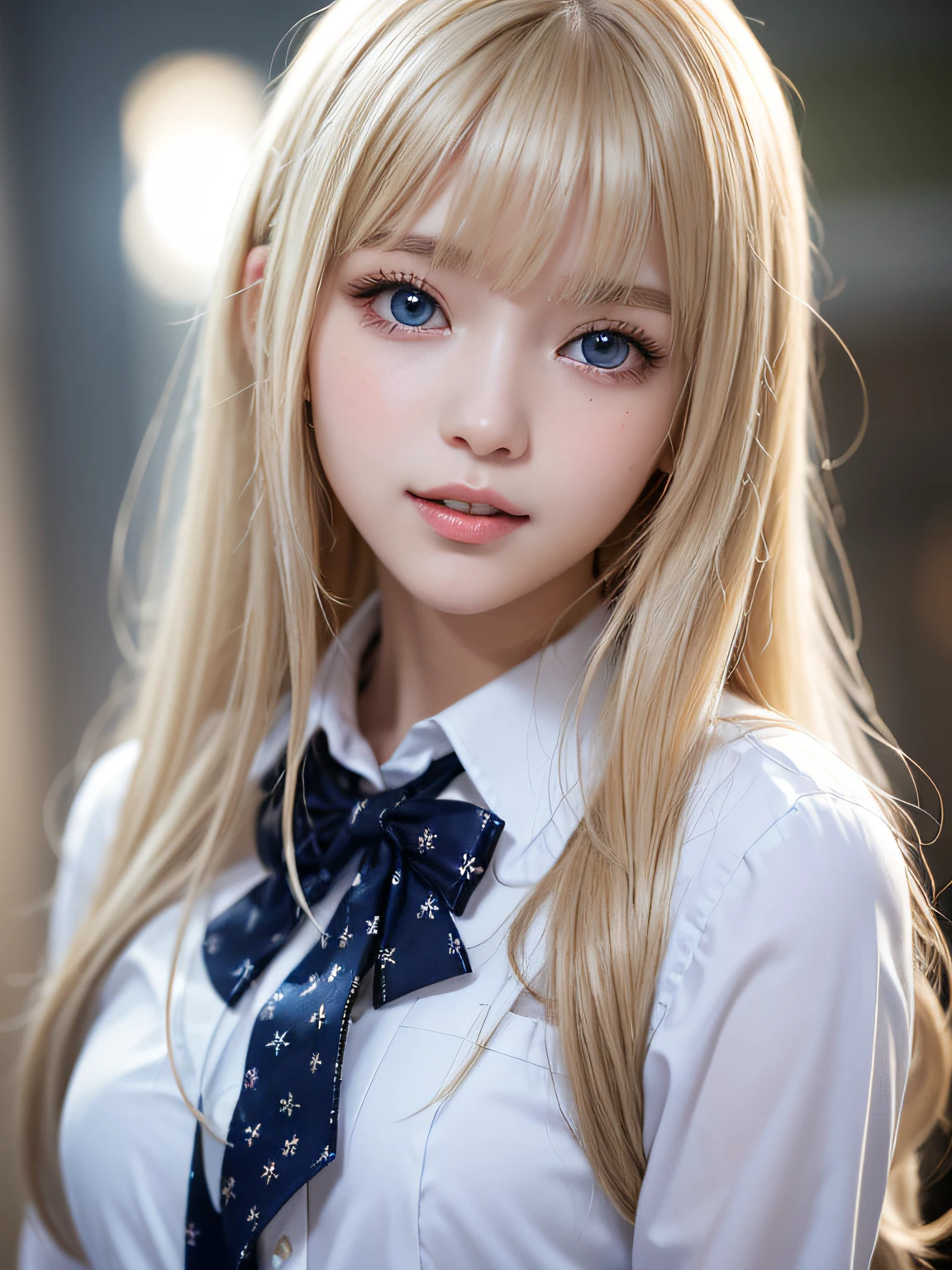 portlate、School Uniforms、bright expression、Young shiny shiny white shiny skin、Best Looks、ultimate beauty girl、The most beautiful platinum blonde hair in the world、shiny light hair,、Super long silky straight hair、Beautiful bangs that shine、Glowing crystal clear attractive blue eyes、Very beautiful nice cute 16 year old girl、Lush bust