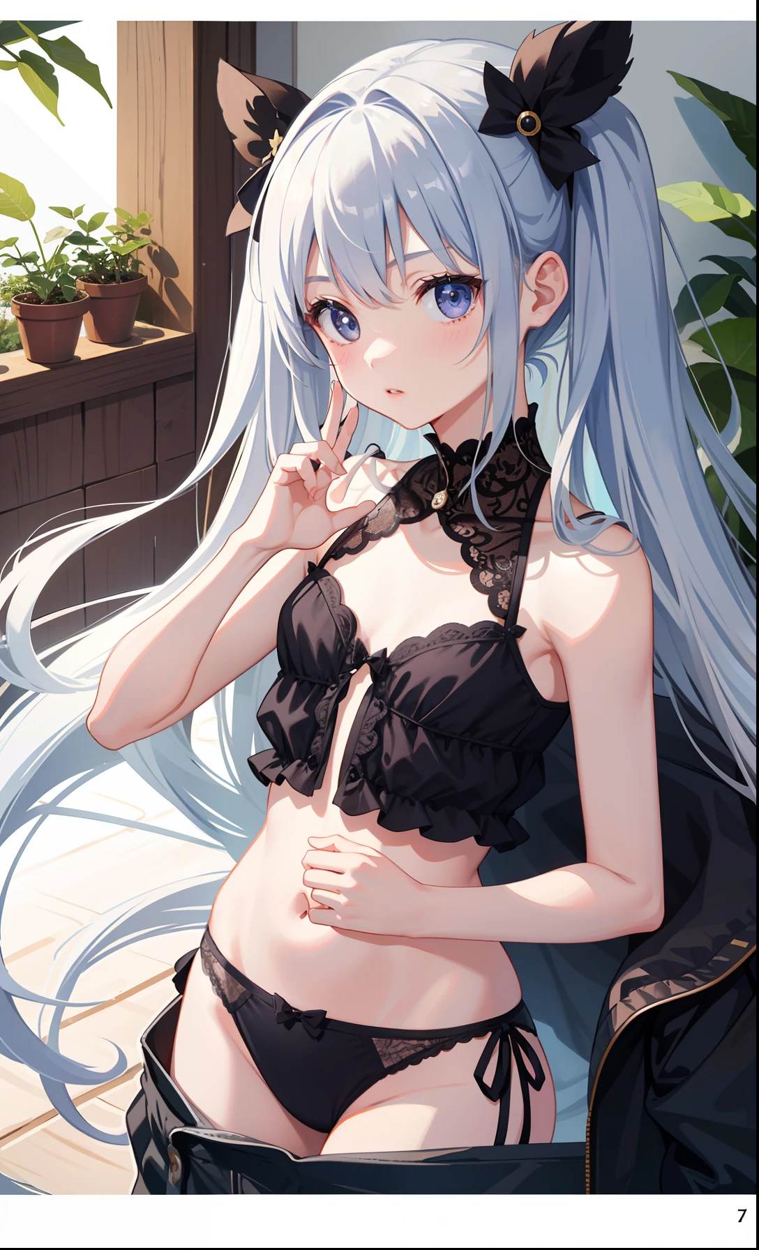 1girl in、AS-Adult、Cute underwear、cute little、Upper body portrait、Eight-headed body、a small face、