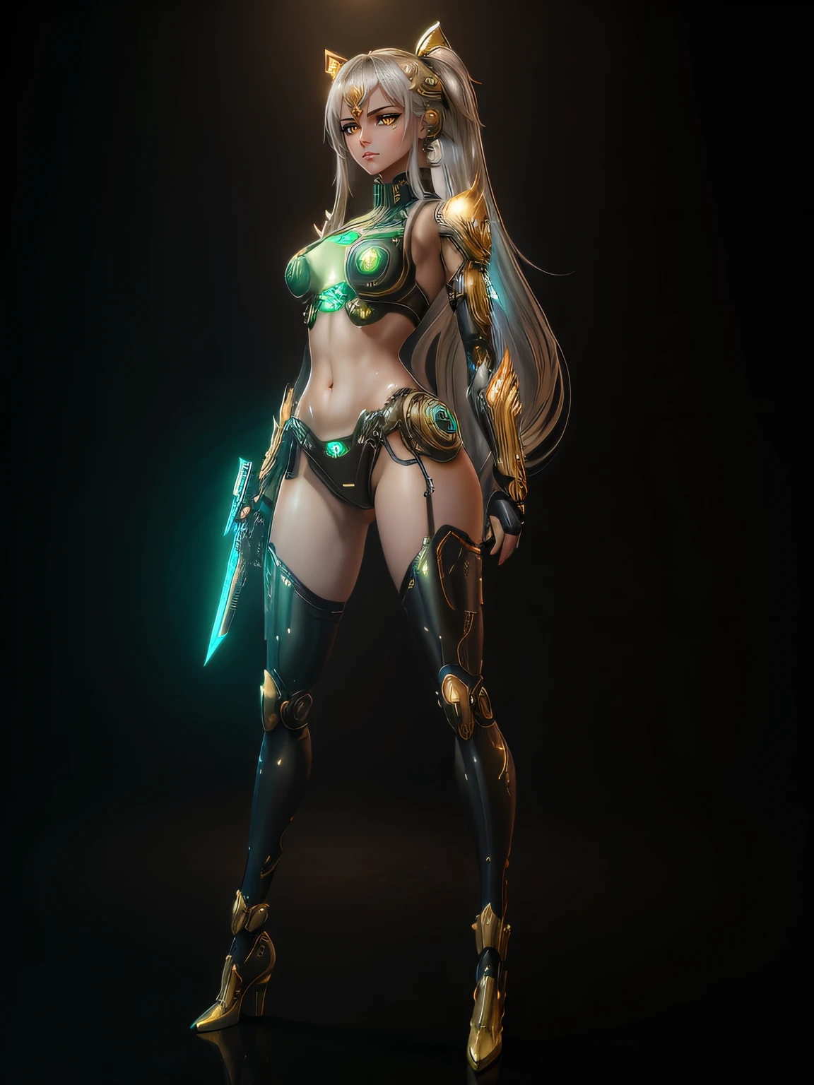 gold eyes, high detail, stern look