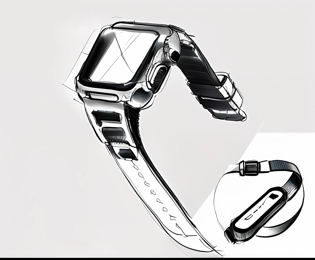 Apple Watch strap hand-drawn sketches,Sketch style,Scribbled style
