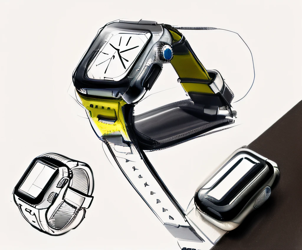 Apple Watch strap hand-drawn sketches,Sketch style,Scribbled style