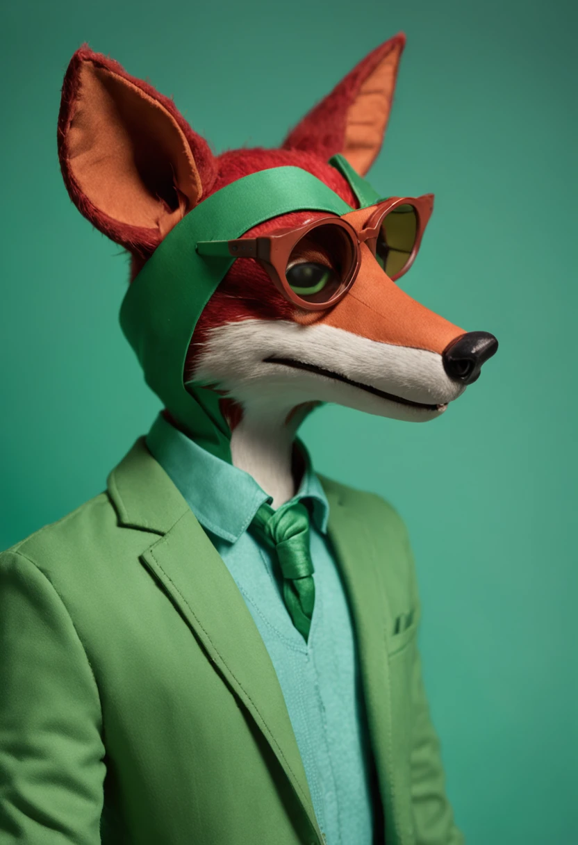 Araffe em um casaco verde e camisa vermelha segurando um papel, an anthropomorphic cyberpunk fox, anthropomorphic fox, an anthropomorphic fox, personagem peludo, Nick Wilde, Zootopia, ( ( usando um casaco longo ) ), Retrato de personagem peludo, Retrato de corpo inteiro do personagem, generic furry style, ele usa um casaco grande, uma raposa antro
