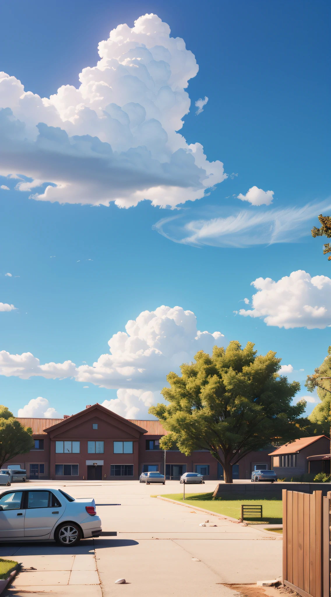 blue-sky，Skysky，pale-blue，Clouds，NOhumans，schools，school ground，Perfect quality，Clear focus（Clutter - home：0.8）， （tmasterpiece：1.2） （realisticlying：1.2） （Bokeh） （best qualtiy） （complexdetails） （8K）