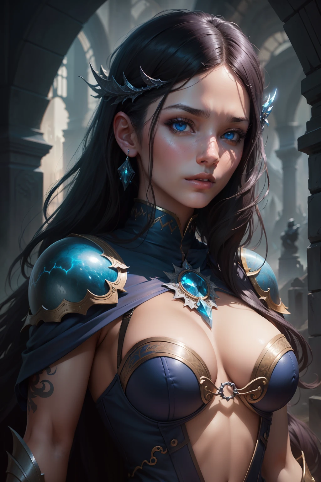 Una mujer con cabello largo y ojos azules, desnuda, Detailed Matte Fantasy Portrait, fantasy concept art portrait, beautiful fantasy art portrait, Fantasy Art Portrait, fantasy portrait art, epic fantasy art portrait, trending digital fantasy art, 4K fantasy art, hyperrealistic fantasy art, realistic fantasy artwork, Un impresionante retrato de una diosa, Hermosa obra de arte digital, Fantasy art style.