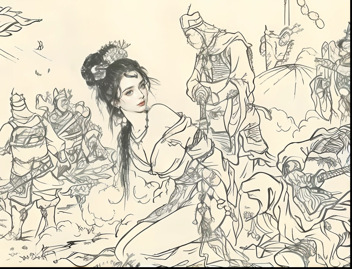 (best qualtiy),(solo person),Woman in period costume,mature,Flirtatious,,cabelos preto e longos,hair-bun,huge tit,Fragrant shoulders,Bare legged,Jade foot,Barefoot,binding,behead,behead,anvil,jewelry。
