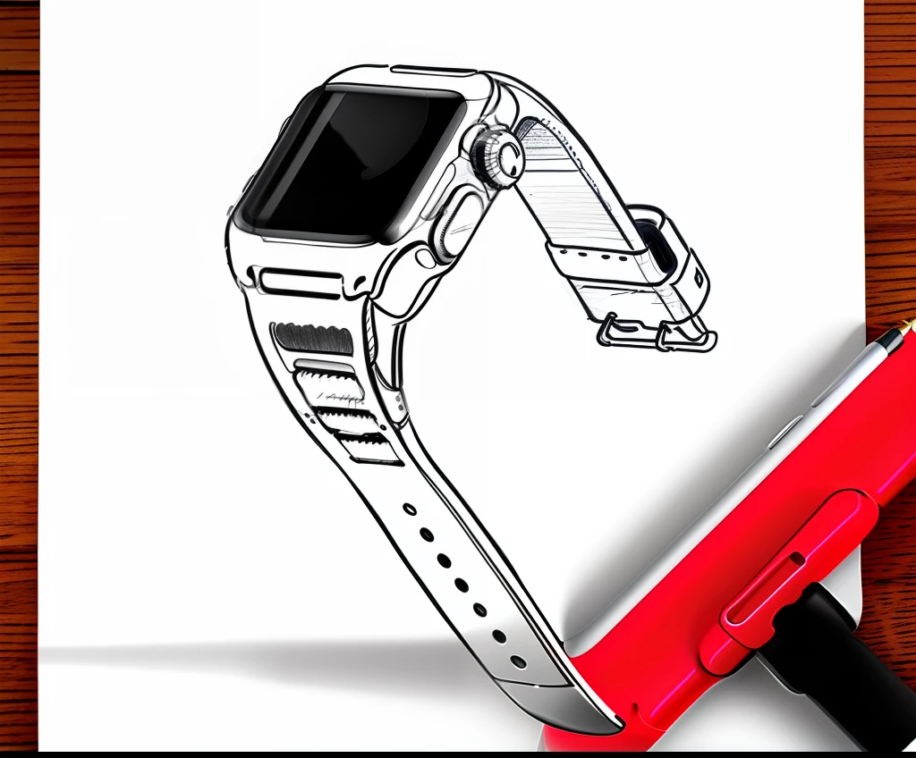 Line drawings，a sketch，No coloring required，Apple Watch strap line drawing