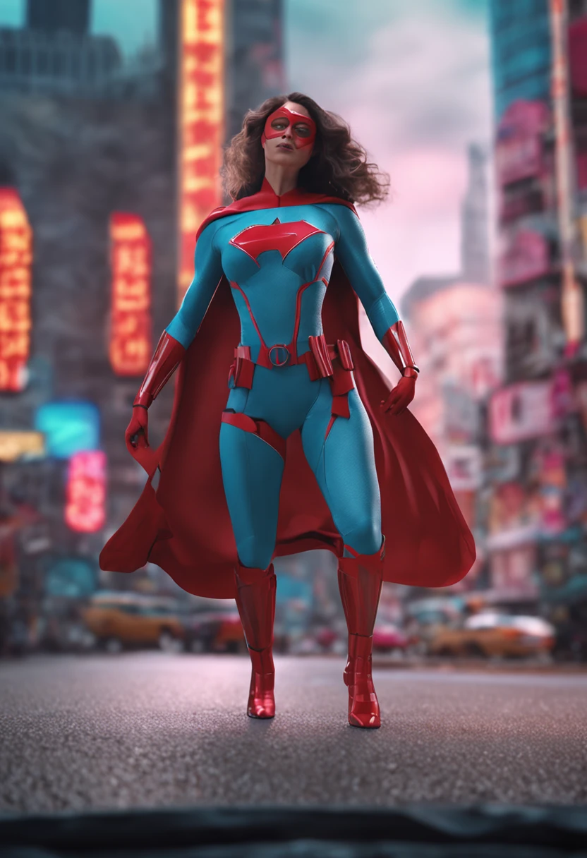 3d woman superhero character using style of LIAM WONG