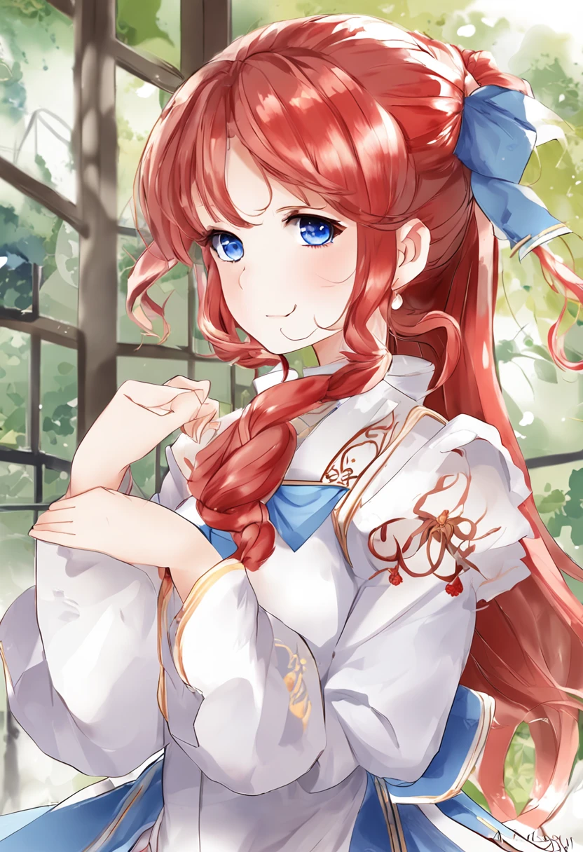 Masterpiece ,Best quality, High quality,Exquisite, Beautiful,((Simple background)) ,((White background)),
(1 girl),
pony-tail hair,Anime girl with red hair and blue dress,Blue eyes (Anime girl), Smooth anime CG art, anime pose, Anime moe art style, made with anime painter studio, Anime girl, An anime girl, style of anime4 K, drawn in anime painter studio, up of young anime girl,
WaterColor style, (soft blending):1.2, fluid colors, dreamy washes,
wearing Japan uniform、Blue_sailors_Collar, Blue_Skirt,