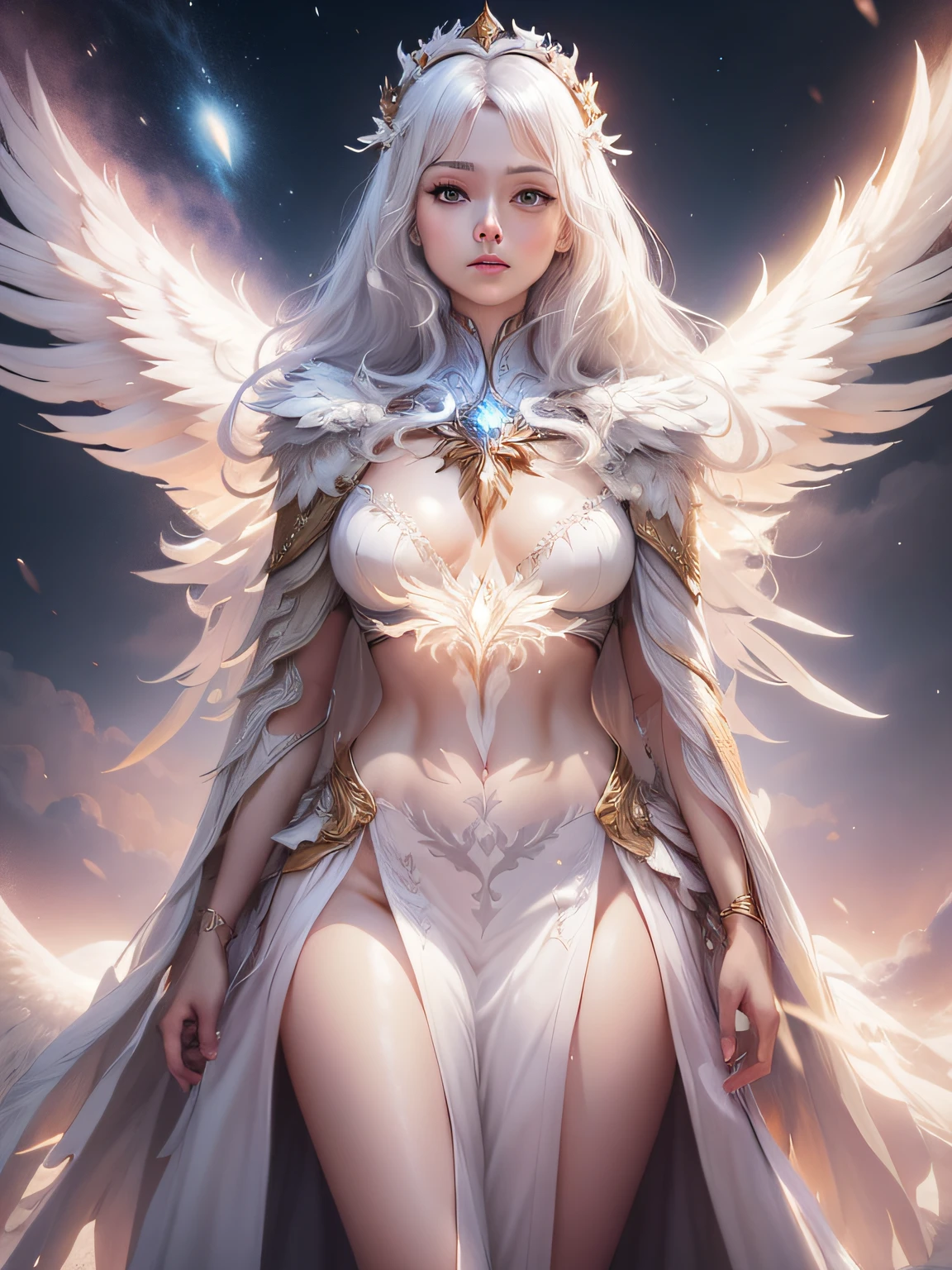A mythical white phoenix
