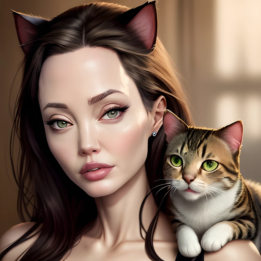 make actress Angelina Jolie have a feline face