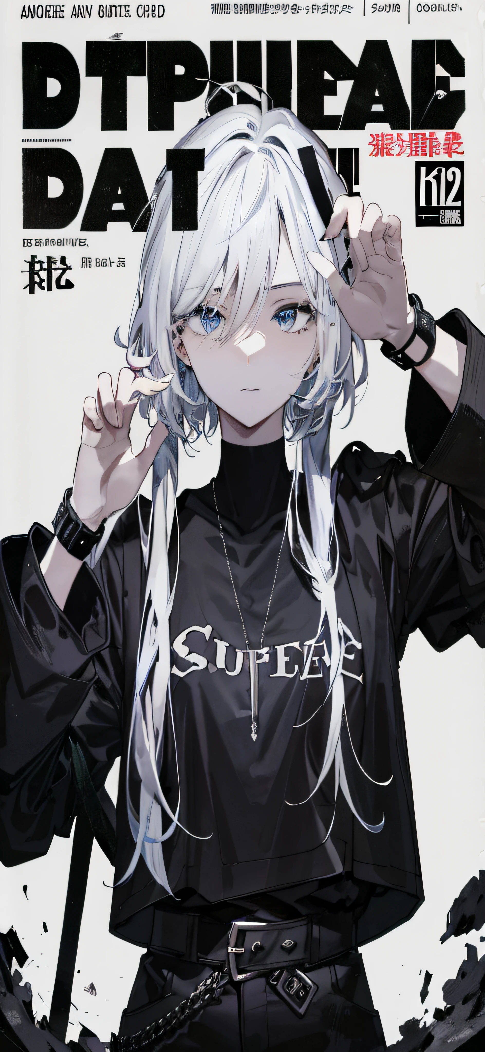 Close-up of a man in a black shirt and a pair of scissors, pixiv daily ranking, Comic cover style, 2 b, 2b, dark academia, From -e 2, Dar - and 2, black and white manga style, Guviz, Black and white comics, comic cover, official artbook, Fine details. Girl Front