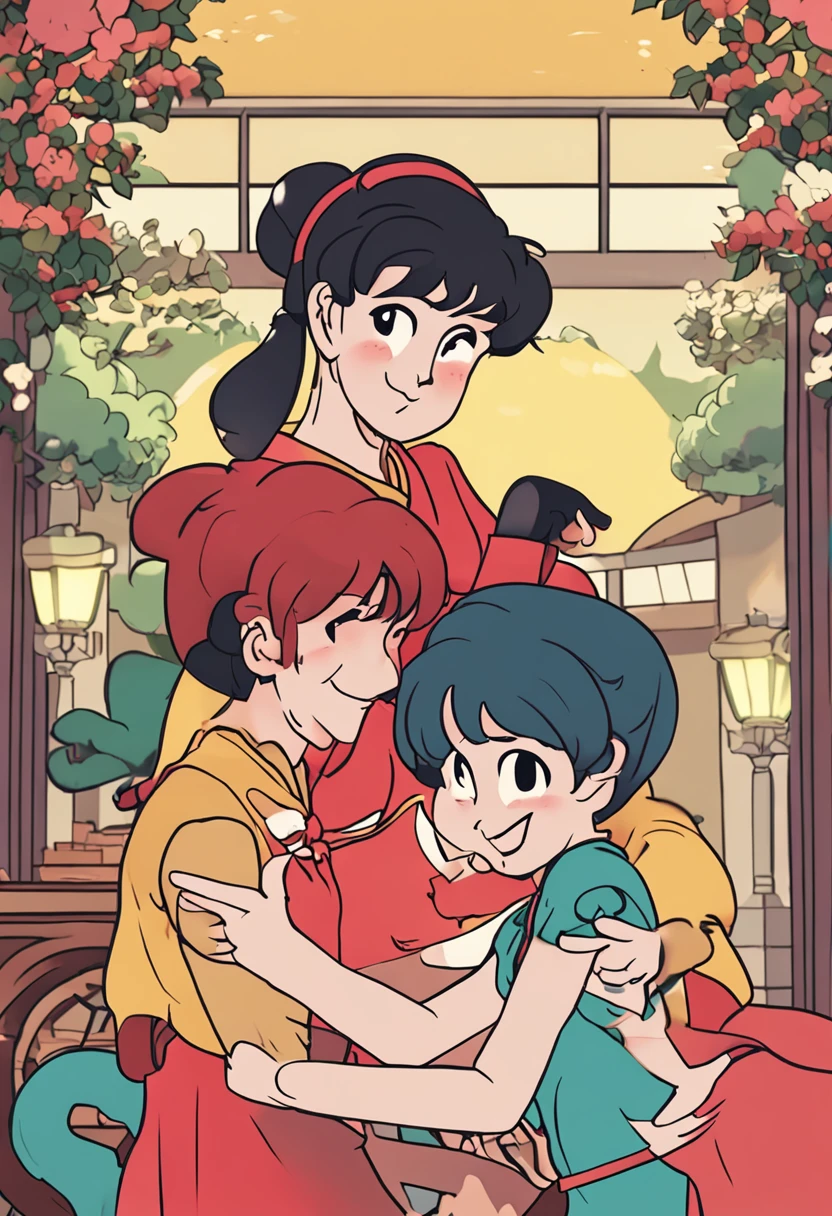 female ranma getting kissed by akane