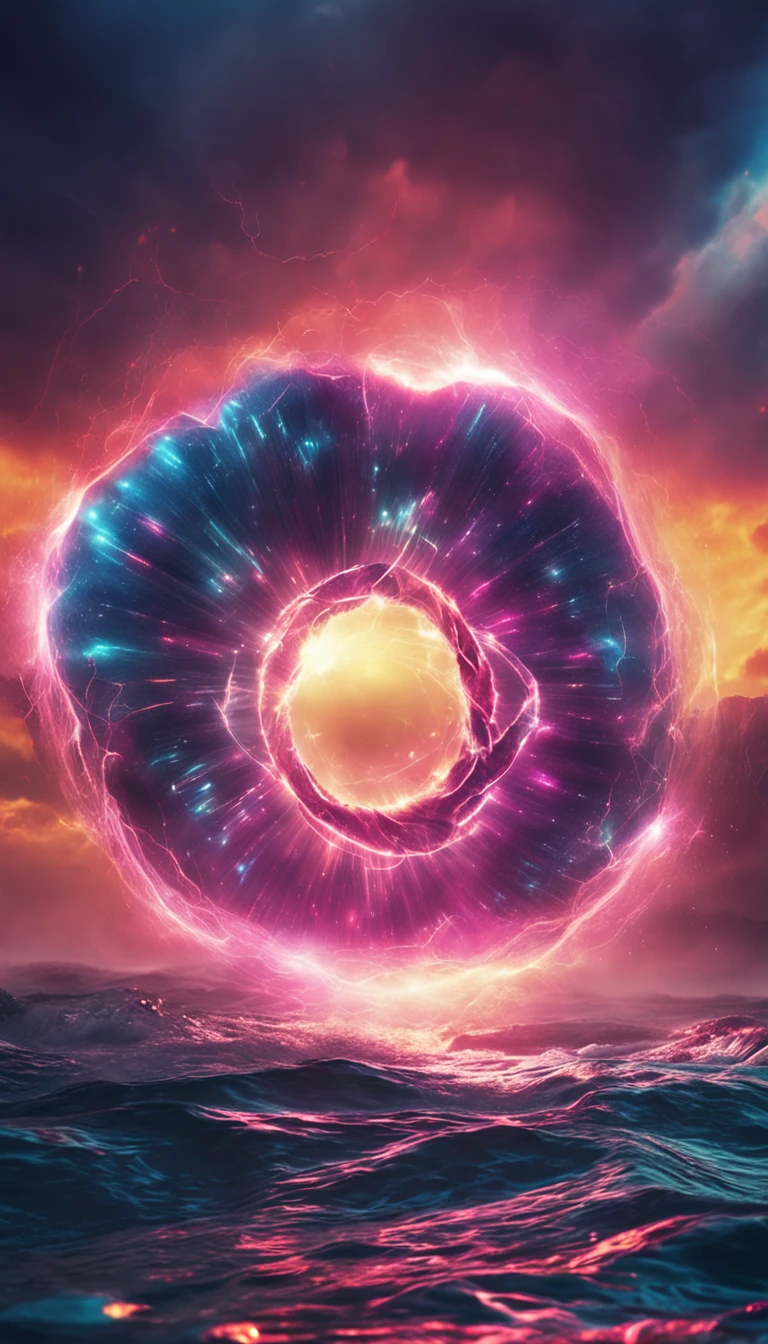 An image of a dimensional portal in the Bermuda Triangle, with a vortex of spinning energy.