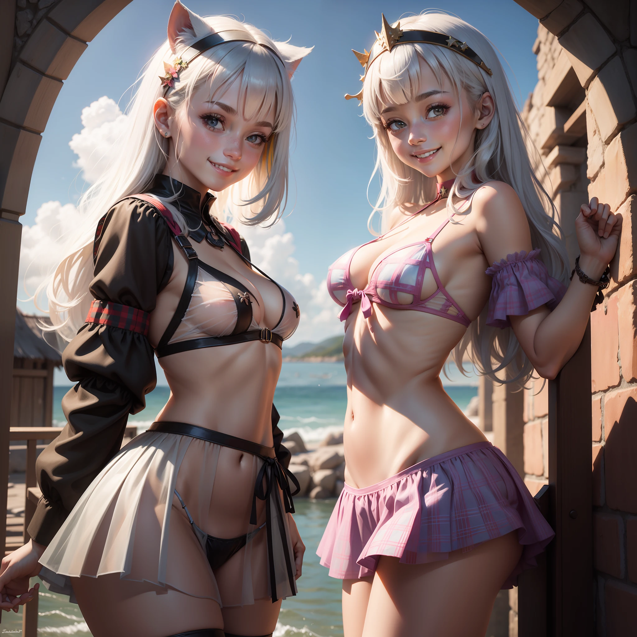 Smiling schoolgirl multicolor see -through Transparent The bikini medieval times