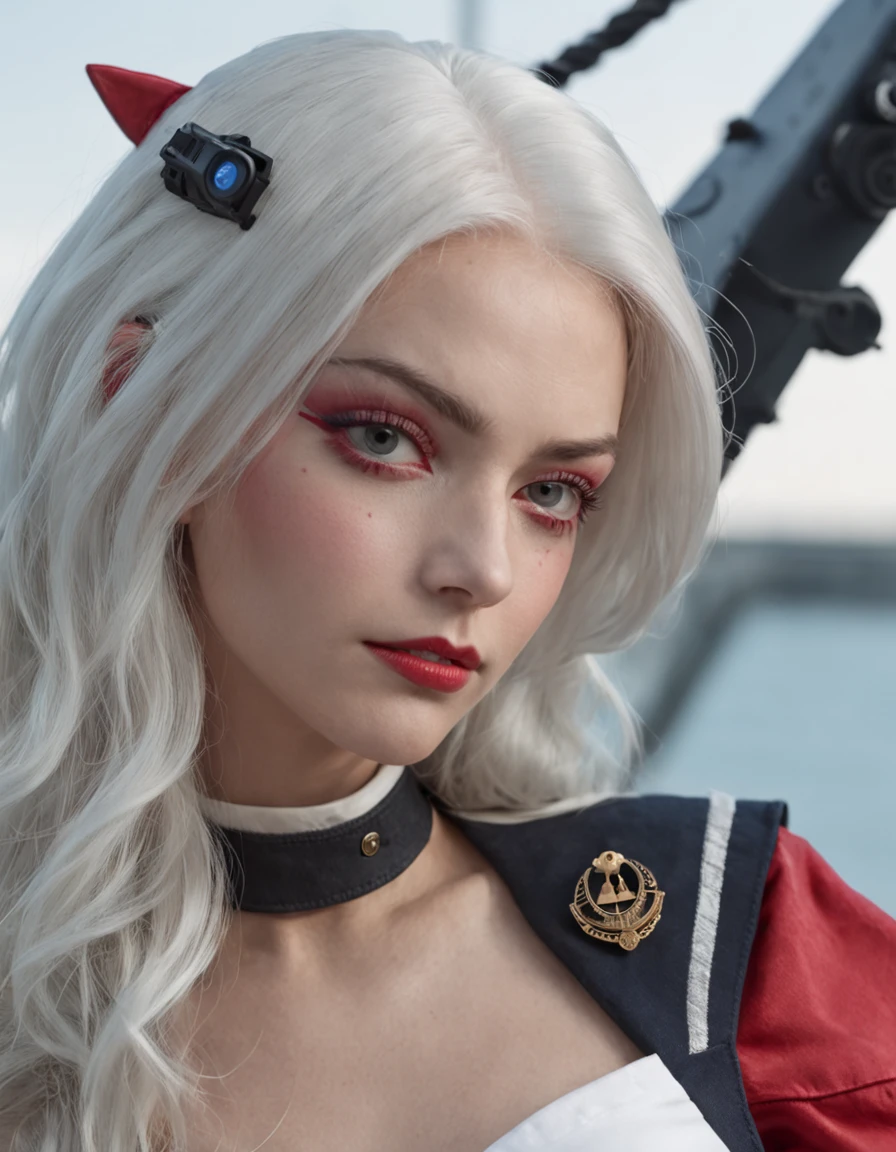 Obra maestra, Detalles detallados, 1 mechanical girl: 1.4, Estilo cyberpunk, sci fi style, Sailor Luna, cabello largo y rubio, cuerpo humanoide, Traje de marinero rojo y blanco, lazo rojo en el pecho, rasgos faciales delicados, Silver robotic arm, falda corta rosa, Noche, cielo estrellado, Luna en el fondo
