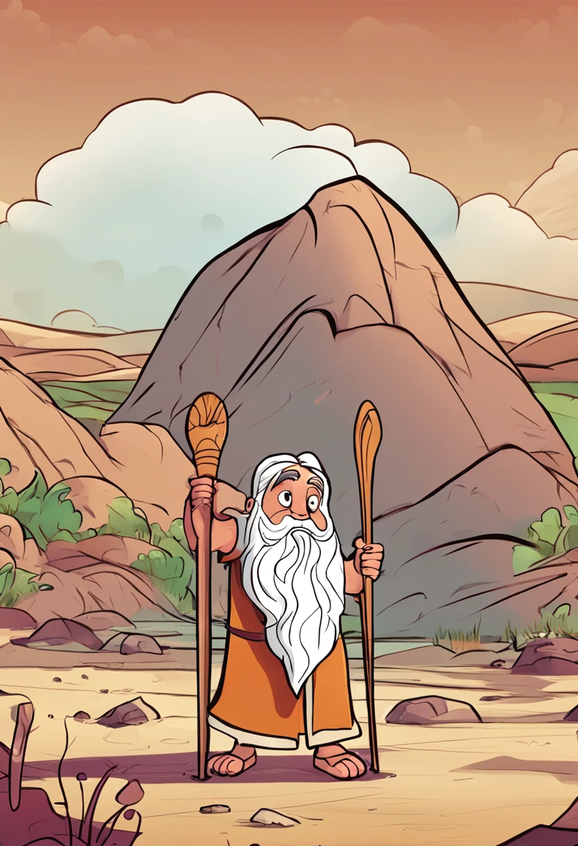 childrens illustration, animated character, moses, comical