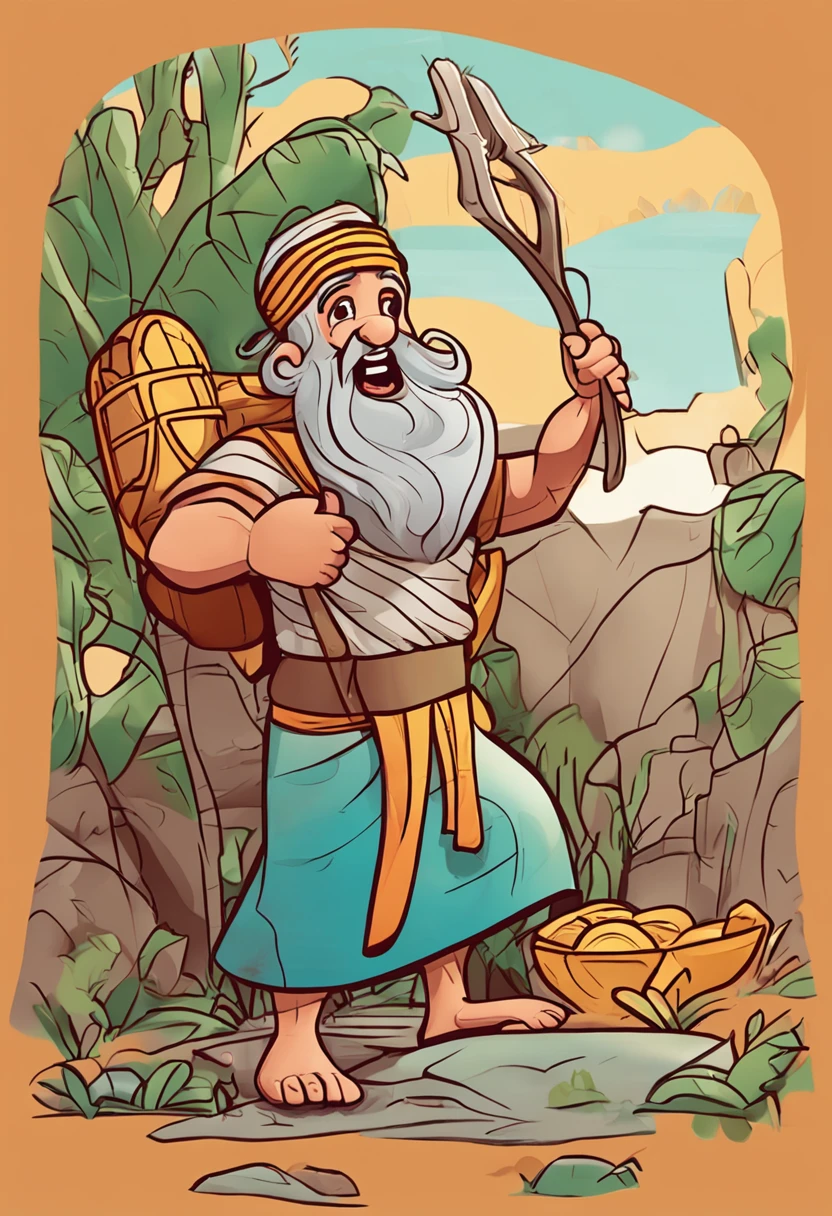 childrens illustration, animated character, moses, comical