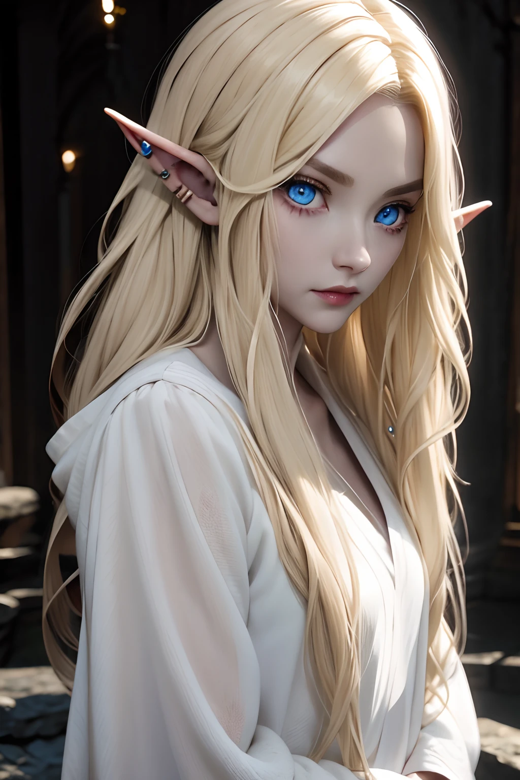 Elf, blonde hair, piercing eyes