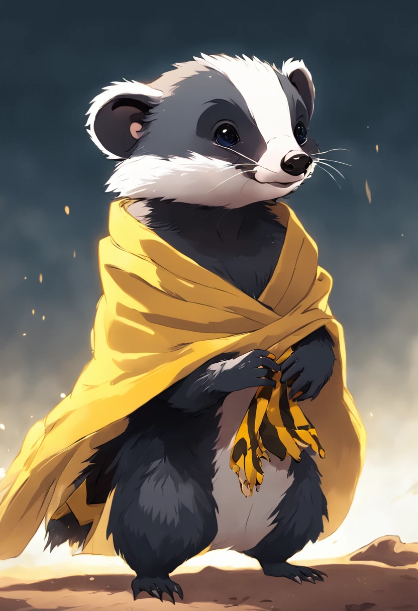 badger wearing a Hufflepuff scarf