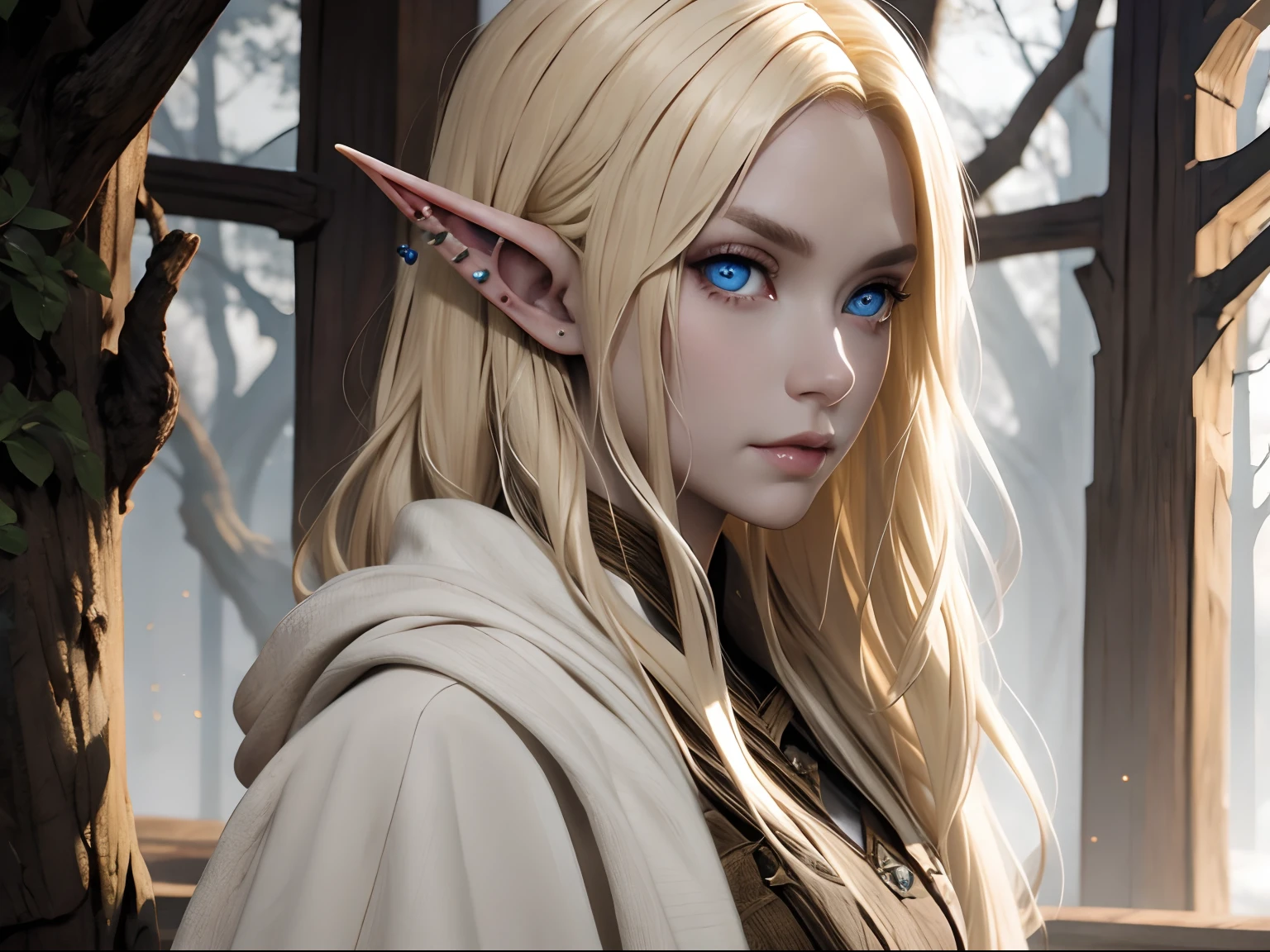 Elf, blonde hair, piercing eyes