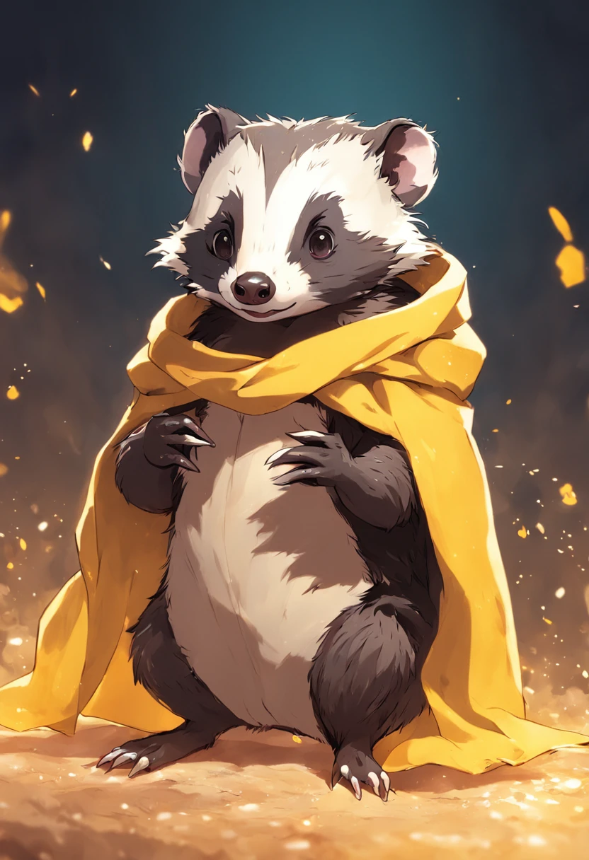badger wearing a Hufflepuff scarf