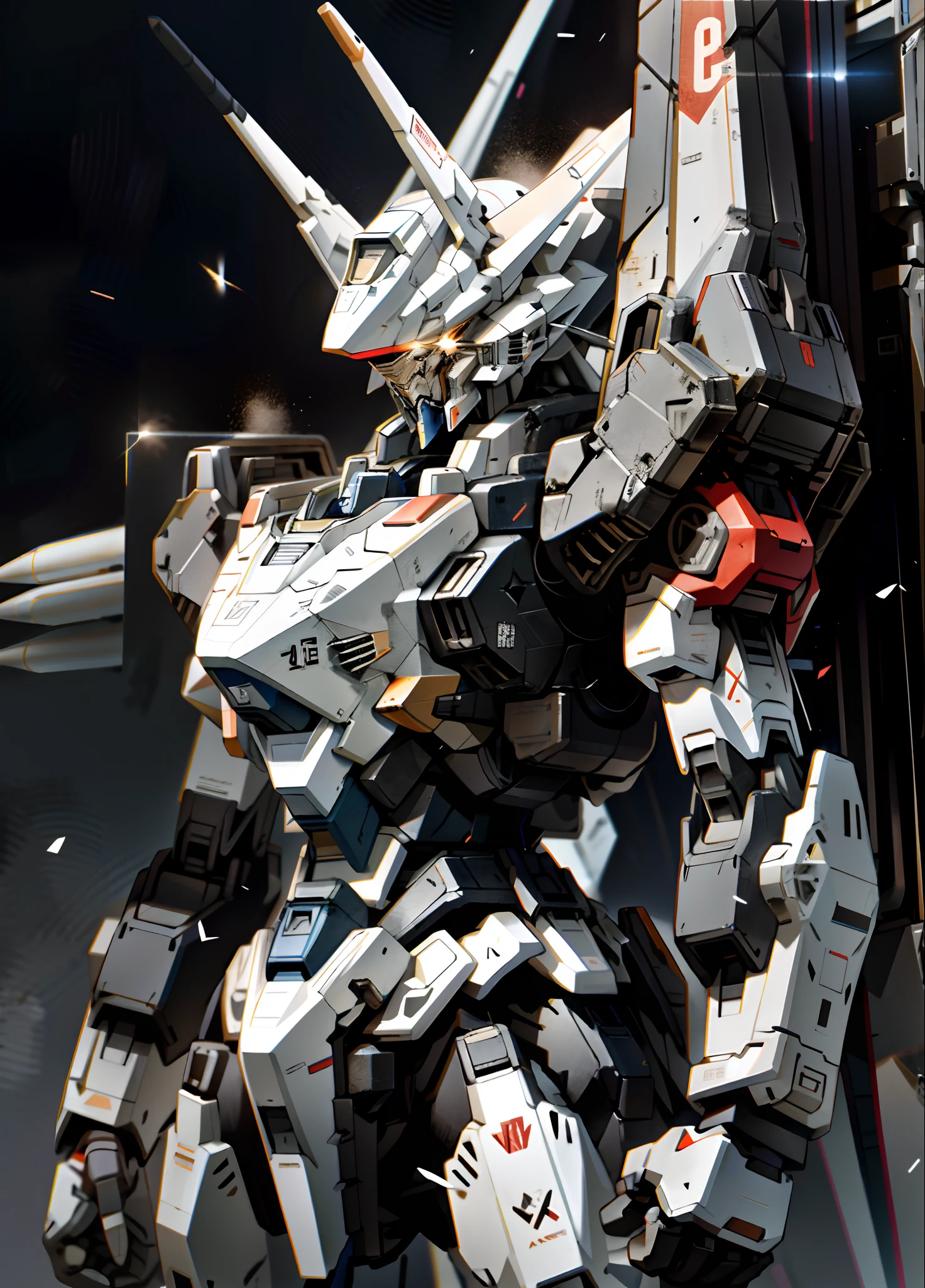 Mobile Suit,Black and white color scheme,sci-fy,Missile launcher,Service,disarray,black in color