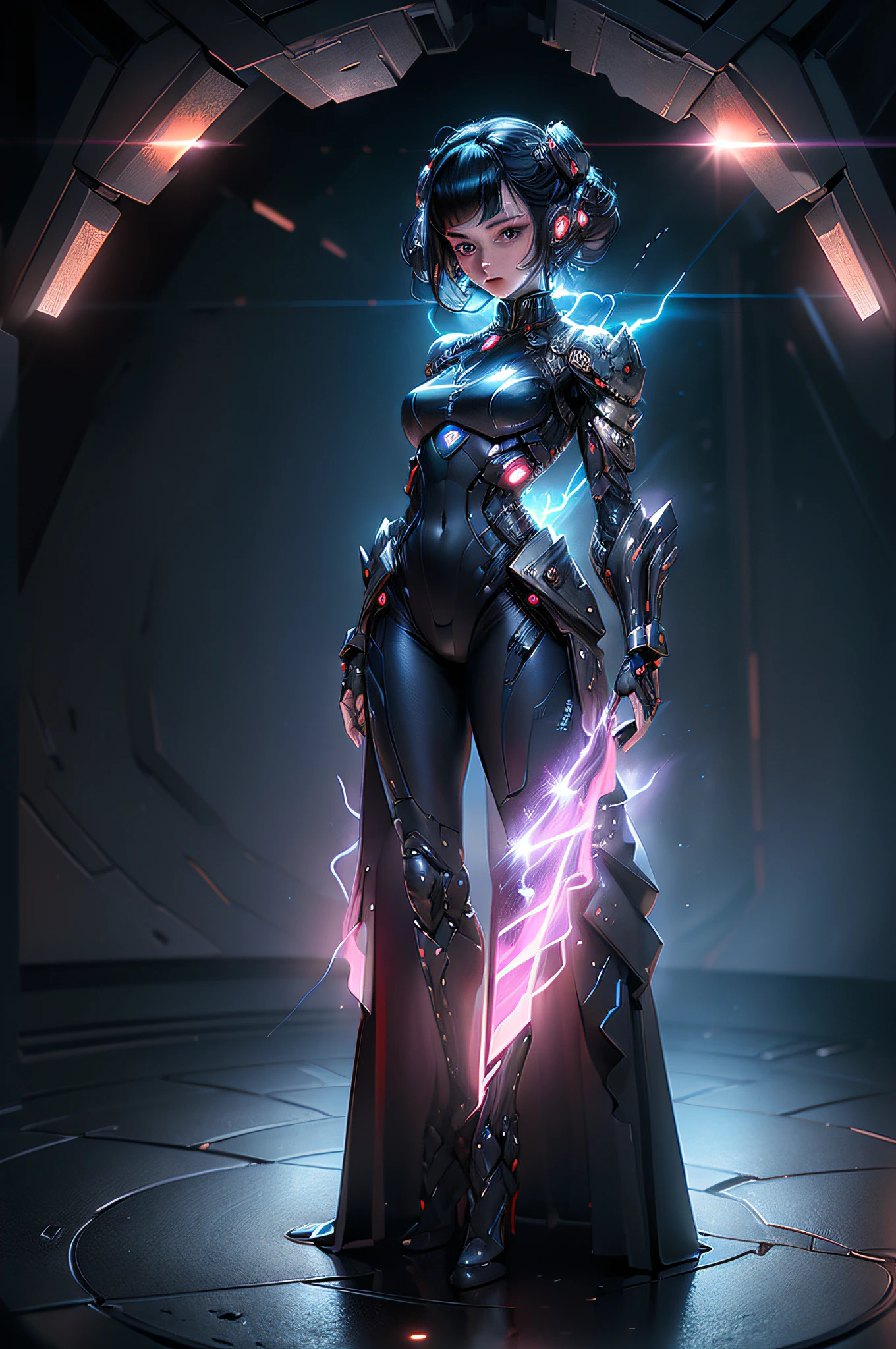 (Hyper real:1.4),
(((full body shot:1.5))), (((full body))), raw, emotional, dynamic, distortion for emotional effect, vibrant, use of unusual colors, cute cinematography, (realistic:1.2, photo realistic:1.4),
superhero with magical abilities, conjuring elements like fire and lightning, emanating an aura of mystique, ((a Colorful, Ultra detailed Teleportation specialist)) (Creating a clone of oneself to confuse enemies in A space colony built within the hollowed-out interior of a massive asteroid.)