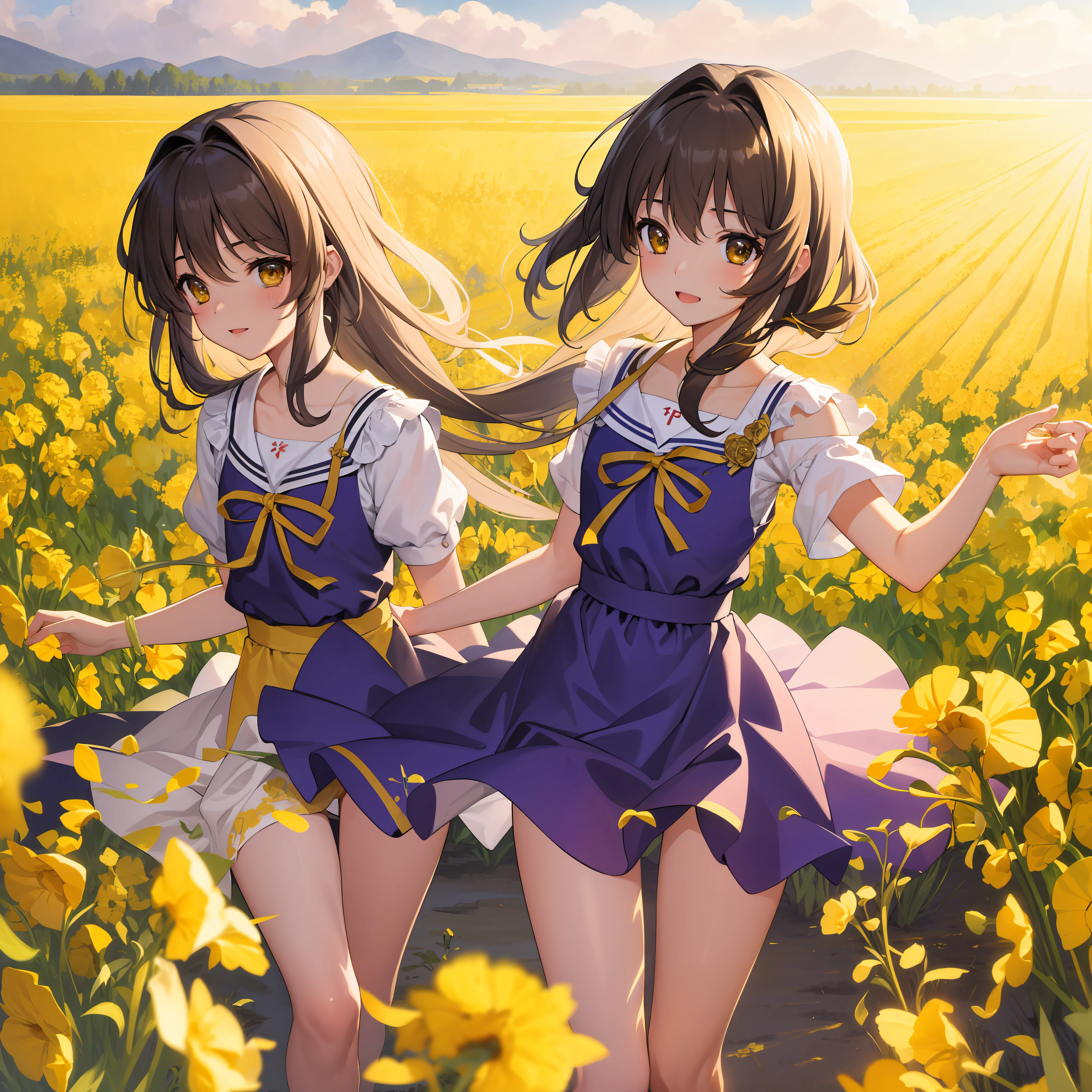 Masterpiece: 1.2), (Best Quality: 1.2), Detailed, Canola Field, Running, , Xi, Clannad,