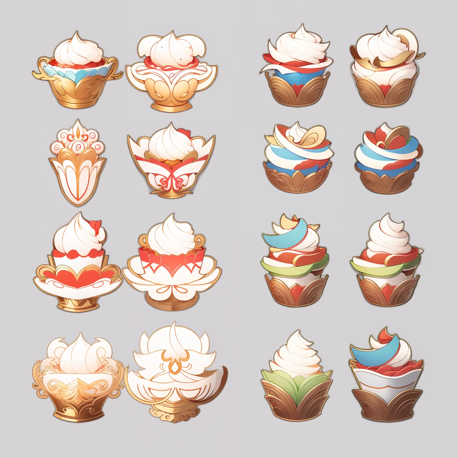 Cupcakes, coloring book, vectorial, White background, outline