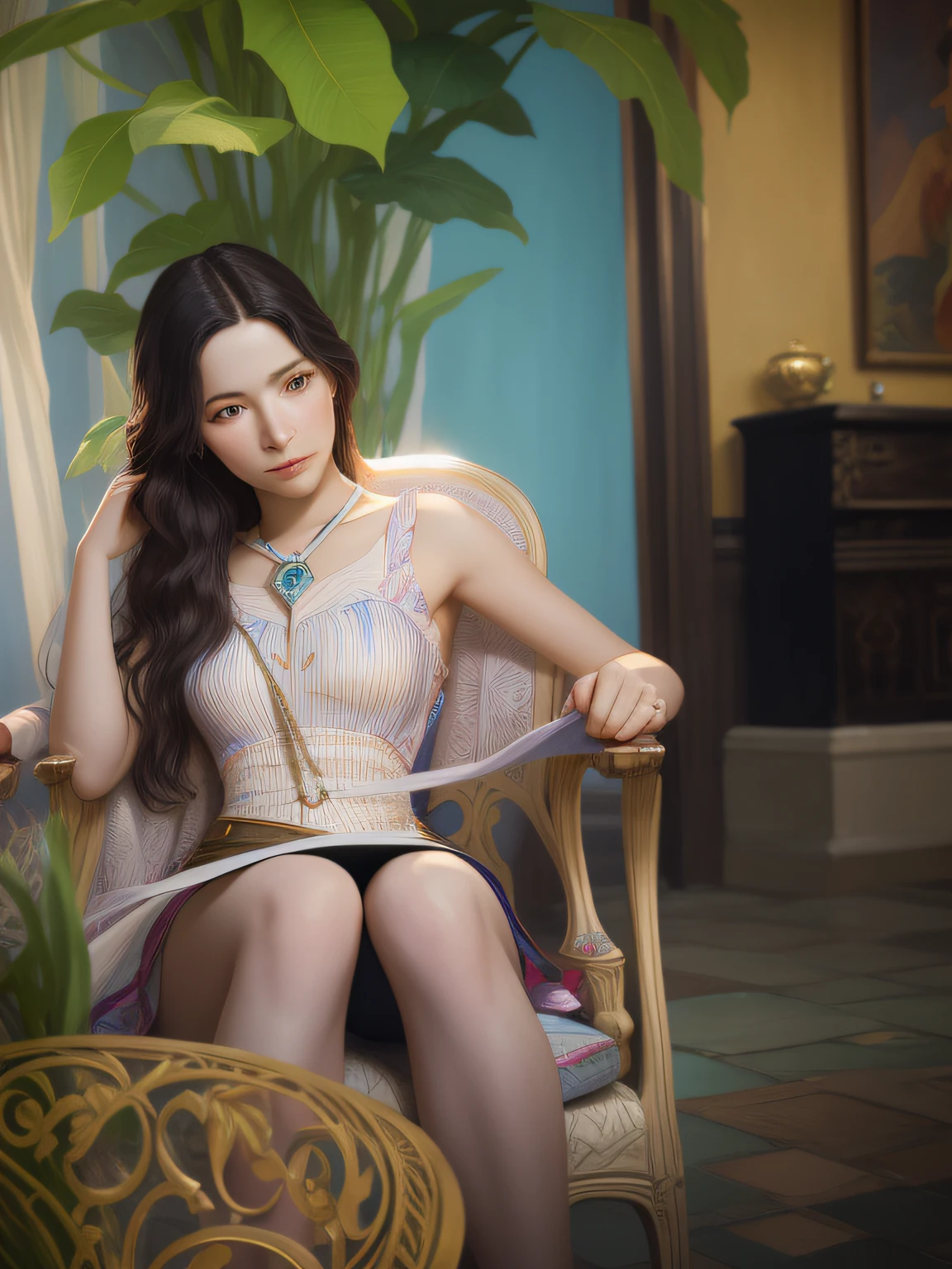 Surrealist portraits of women by David Hockney and Alphonse Mucha,Fantasyart,photographrealistic,动态照明,artstation,poster for,Volumetriclighting,Very detailed faces,4 k,Award-Awarded,