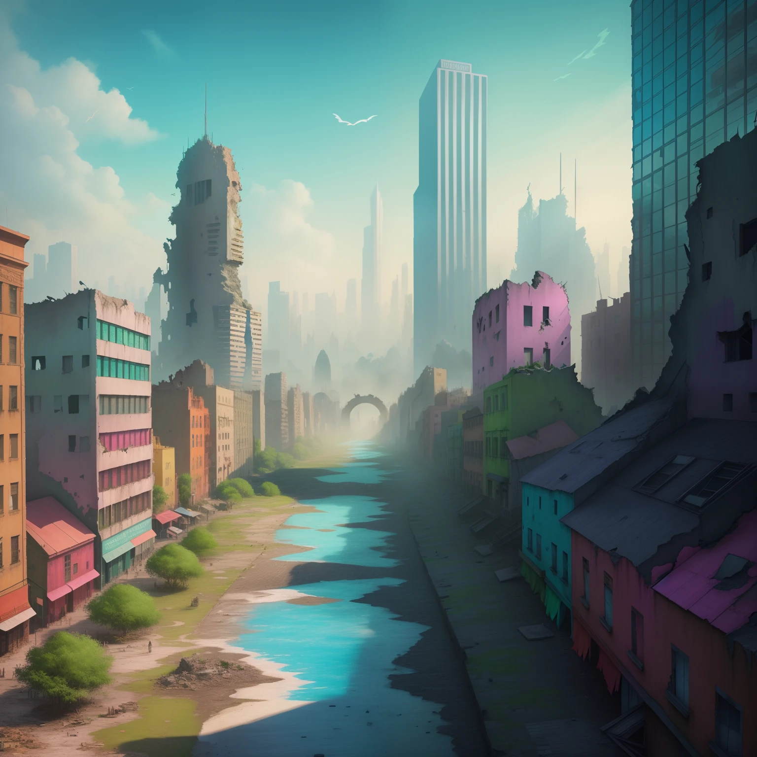 The city is half ruined and half vibrant