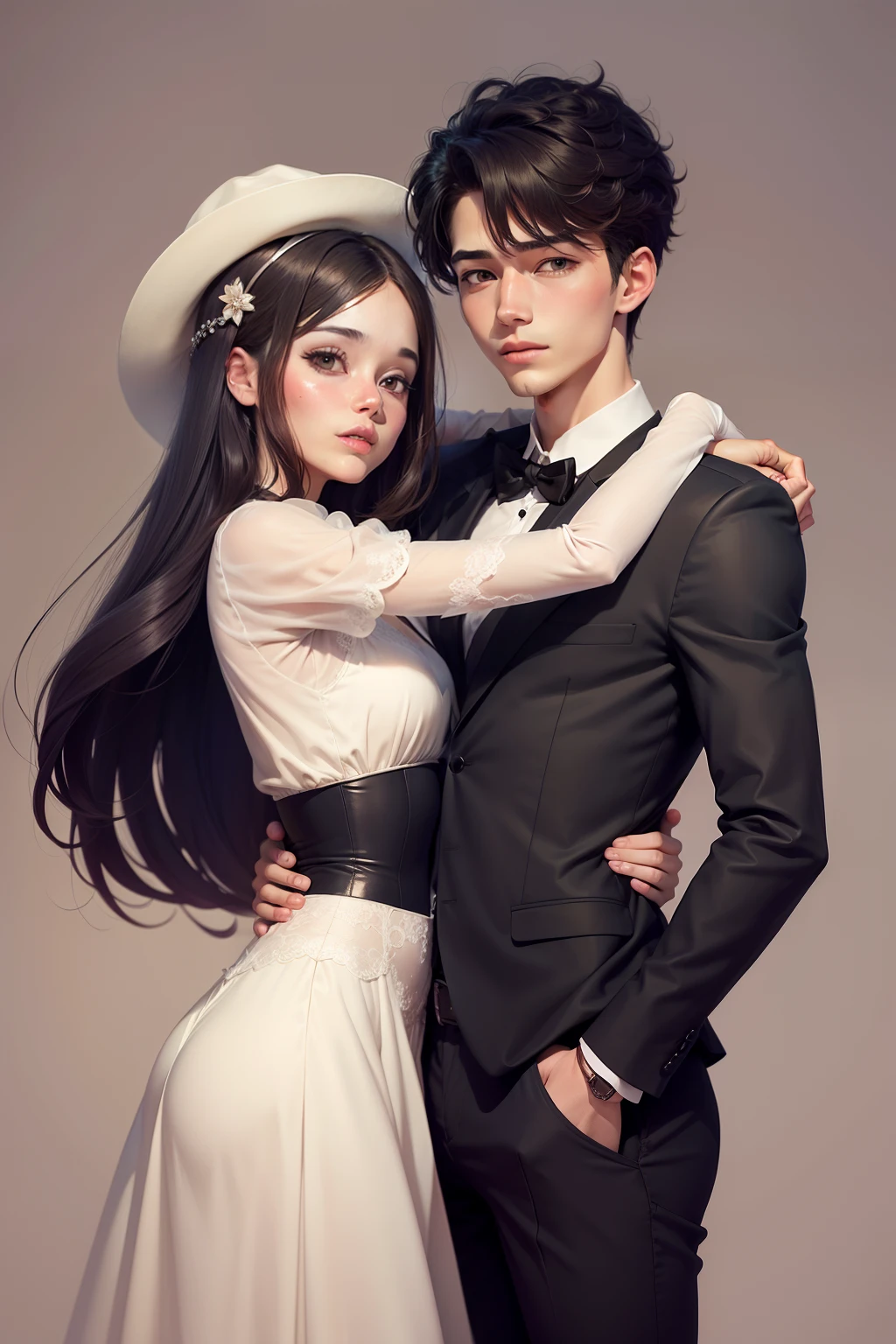 a cartoon image of a boy and a girl hugging, de alta qualidade, Hug, hugging, Webtoon, fanart oficial, cel anime sombreado, pose de casal, Manhwa, anime bonito, estilo anime bonito